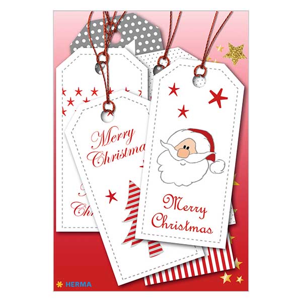 Label "XMAS" (6 stuks) met glitter Label "XMAS" (6 stuks) met glitter