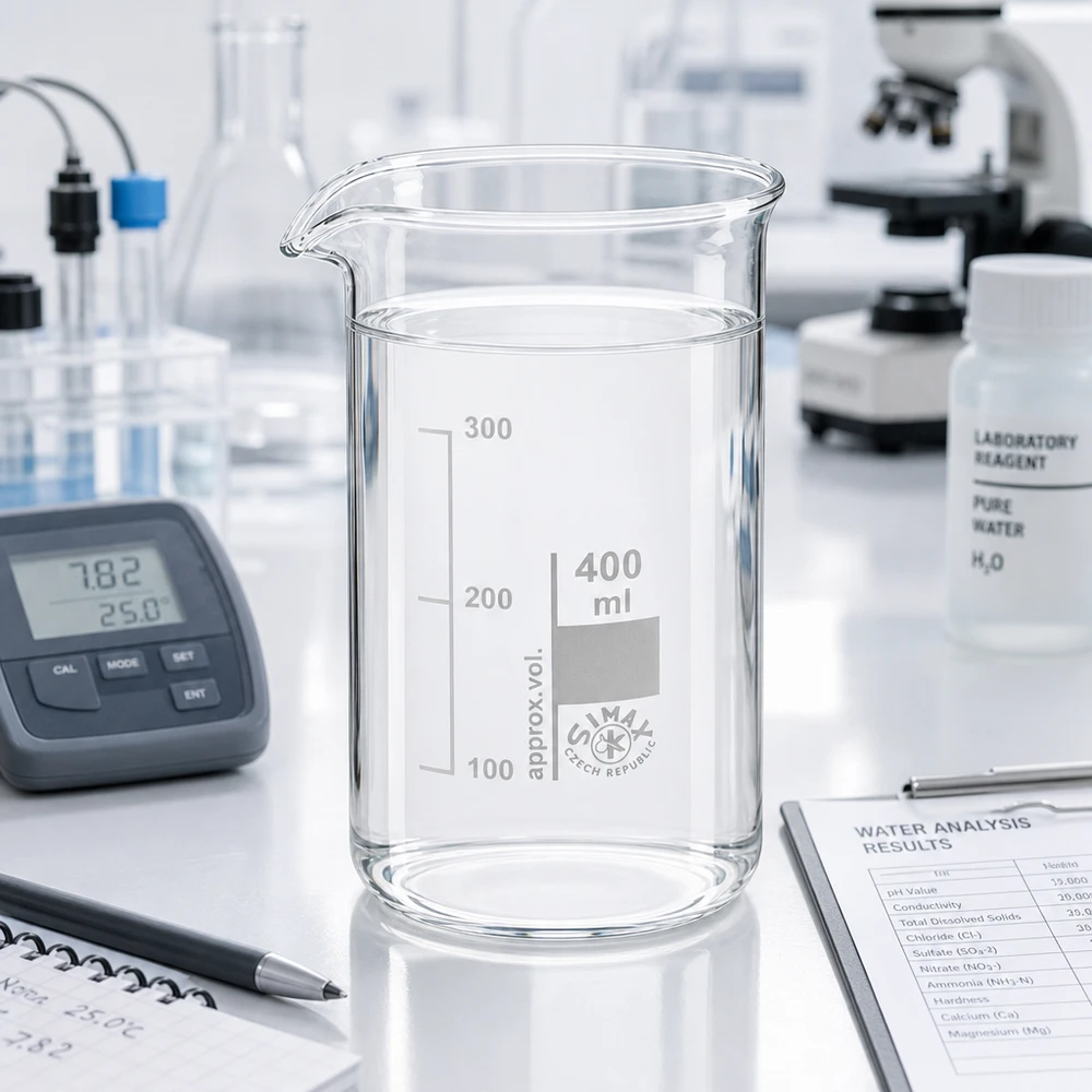 Becherglas van 400 ml, hoog model, van helder borosilicaatglas voor chemische wateranalyses