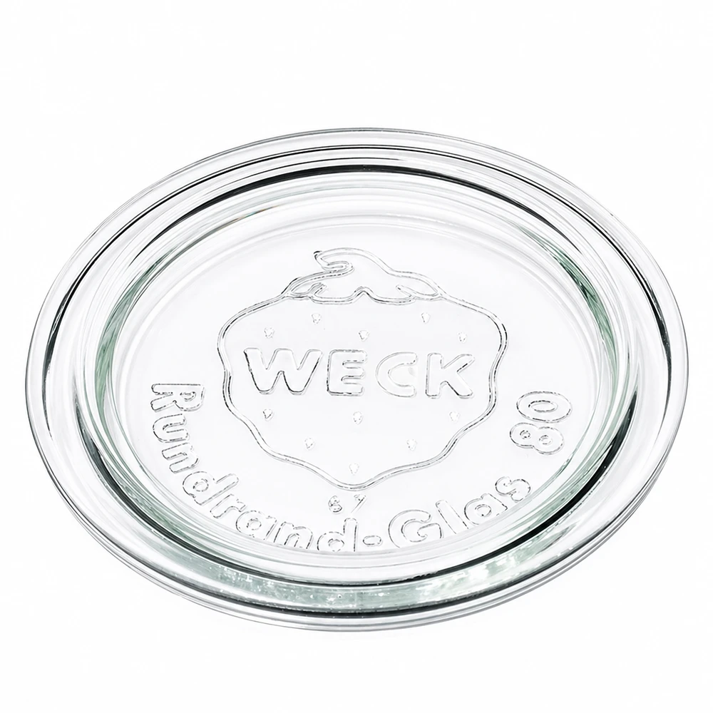 WECK glazen deksel RR80 transparant met reliëflogo voor inmaakpotten en mason jars