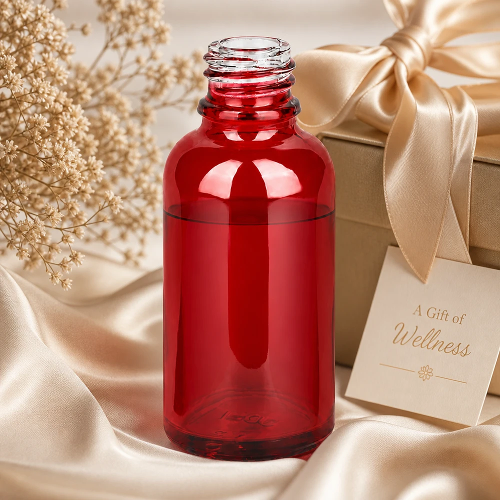 30ml fles Apothekersfles RedLine UT18/30 UNiTWIST 30 ml RedLine UT18/30 UNiTWIST glazen fles in opvallend rood, perfect als cadeauverpakking