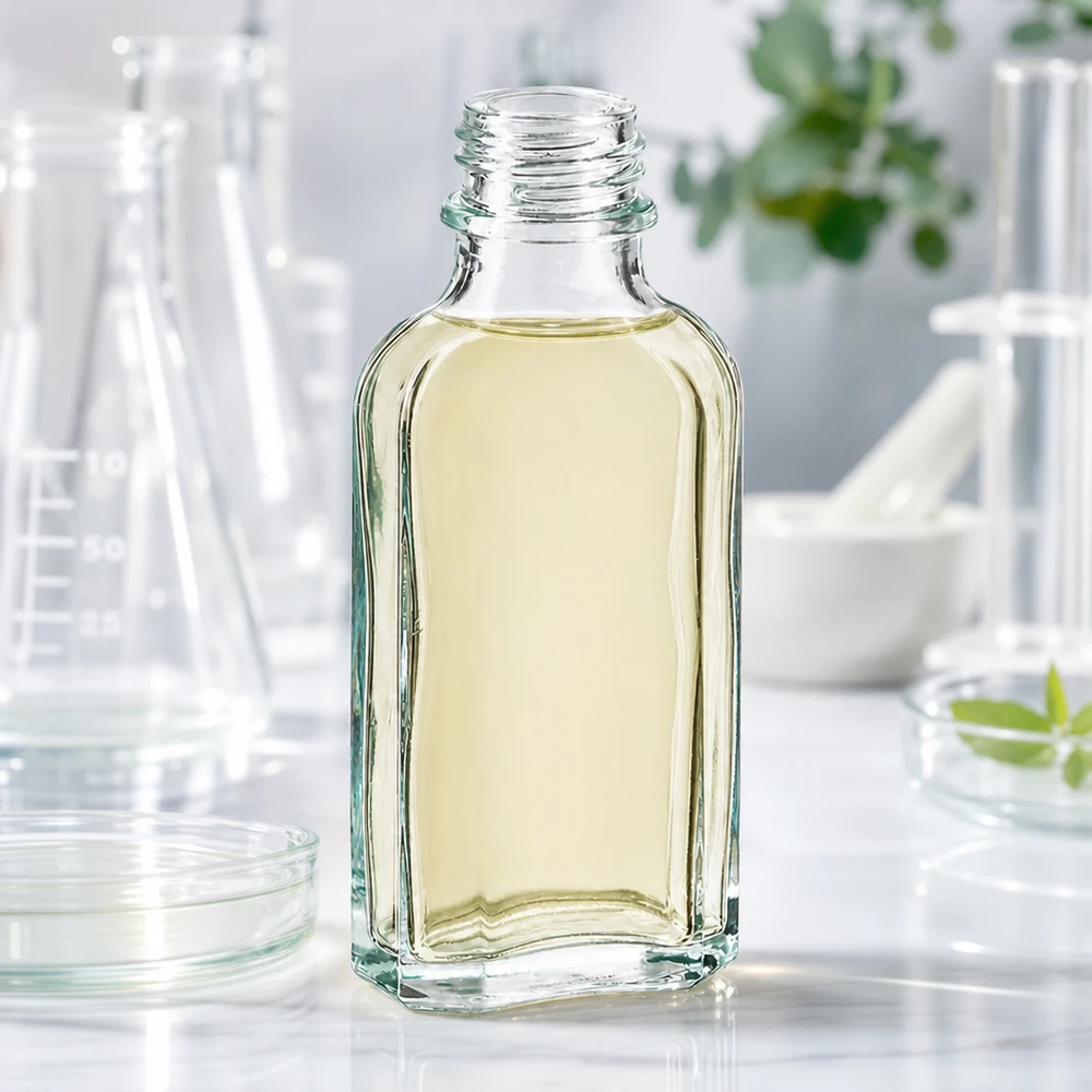 Meplat-fles van helder glas, 50 ml, met smalle hals en DIN22-schroefdraad
