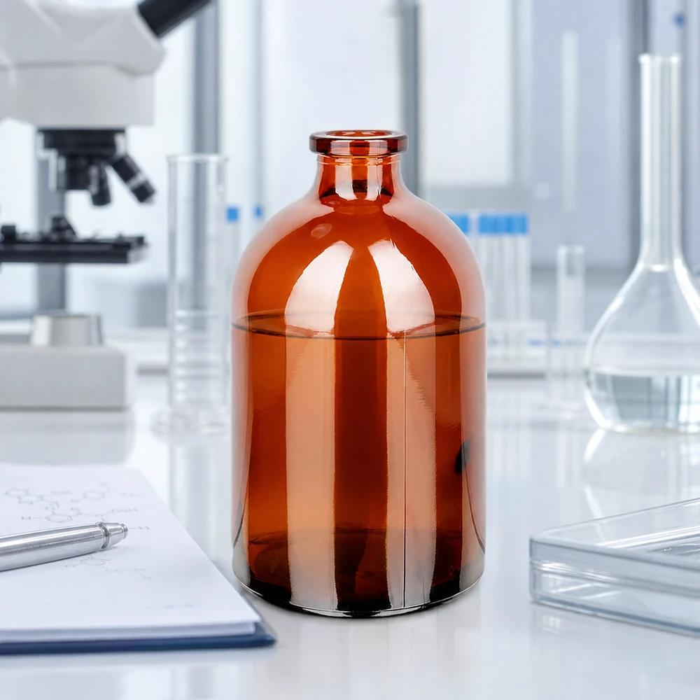 Injectiefles bruin glas 100ml Lichtgeschützte Injektionsflasche 100ml aus Braunglas mit transparentem Trichter und Petrischale