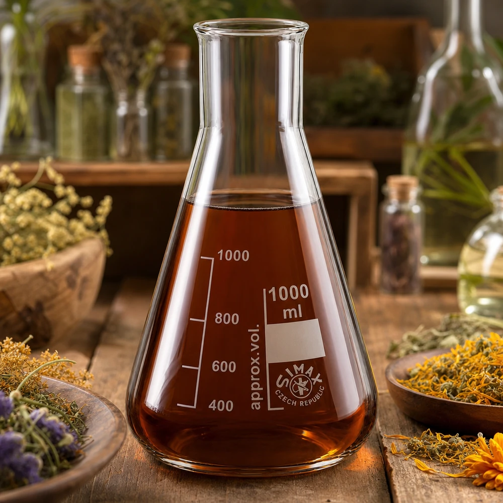 Erlenmeyer 1000ml wijde hals borosilicaat met afgeronde rand Erlenmeyer 1000ml wijde hals borosilicaat met afgeronde rand