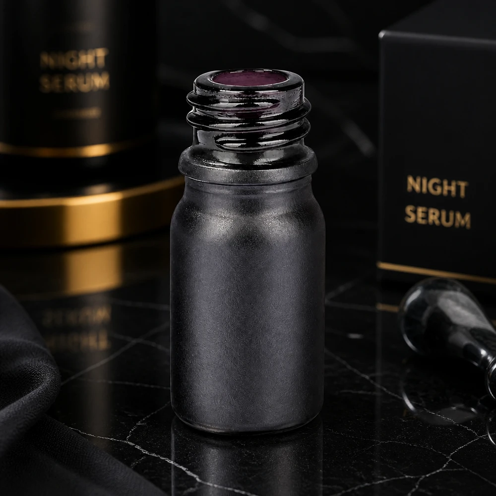 5ml apothekersfles BlackLine UT18/5 UNiTWIST Hoogwaardige 5ml apothekersfles BlackLine UT18/5 in matzwart design voor cosmetica