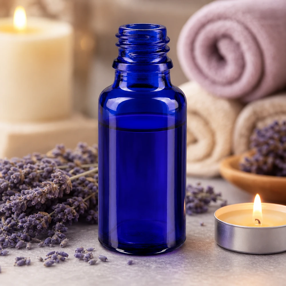 Blauwe glazen fles 20ml Handig glazen flesje van 20 ml in apothekerskwaliteit blauw voor cosmetica en natuurlijke geneesmiddelen