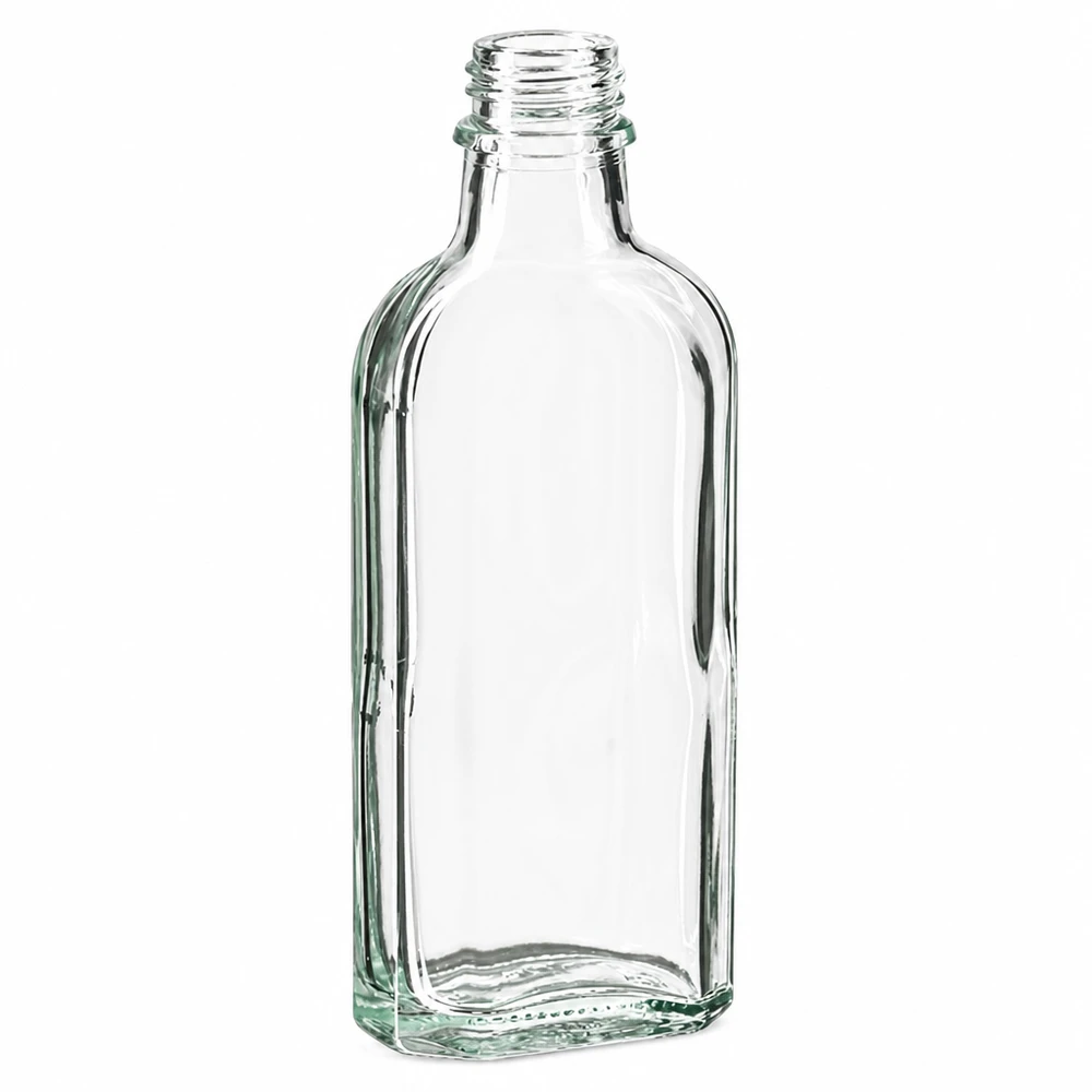 Lege, heldere Meplat-fles van 100 ml, glas, voor likeur, olie of cosmetica, DIN22