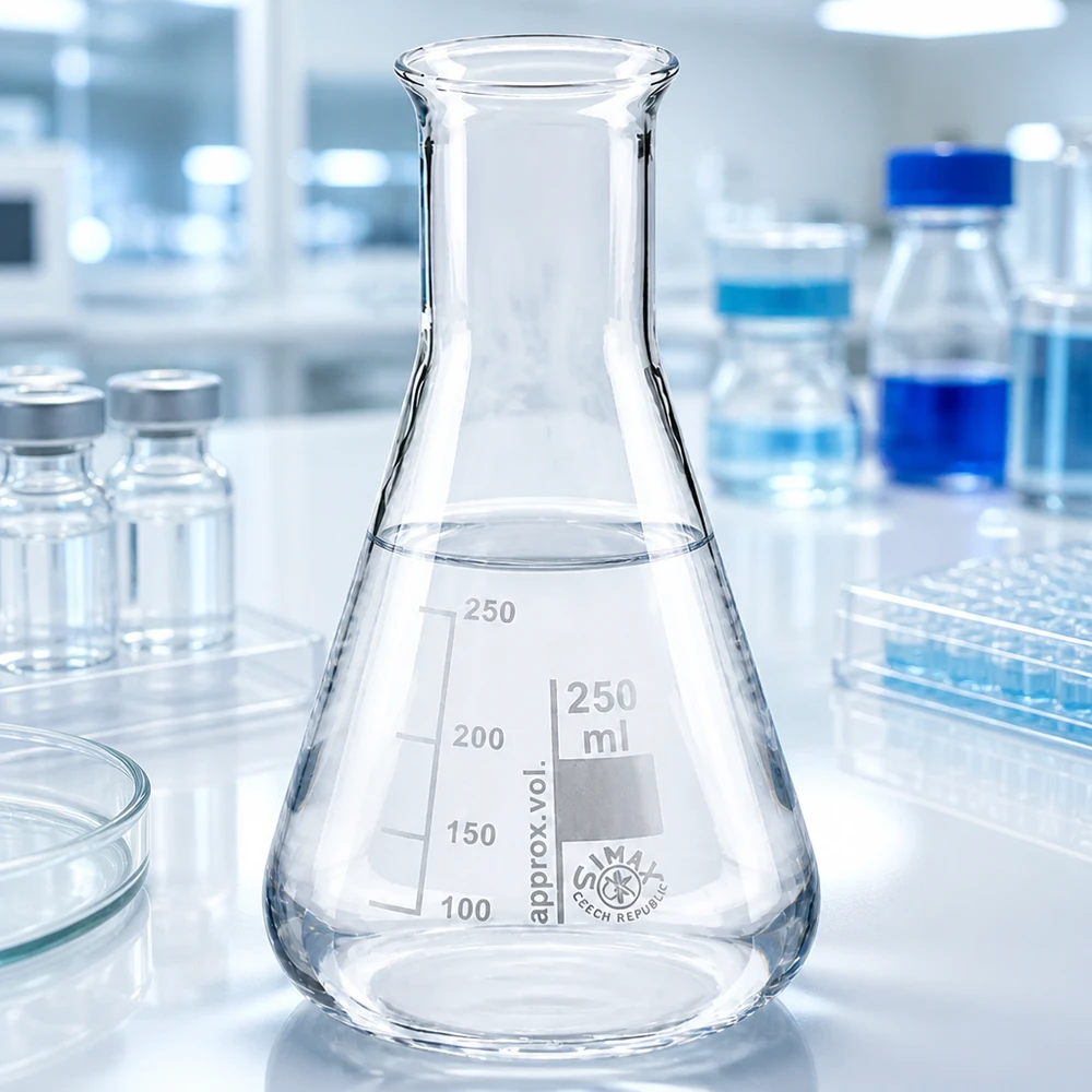 Erlenmeyer 250ml nauwe hals borosilicaat met afgeronde rand Chemie laboratorium erlenmeyer 250ml transparant met precieze maataanduidingen