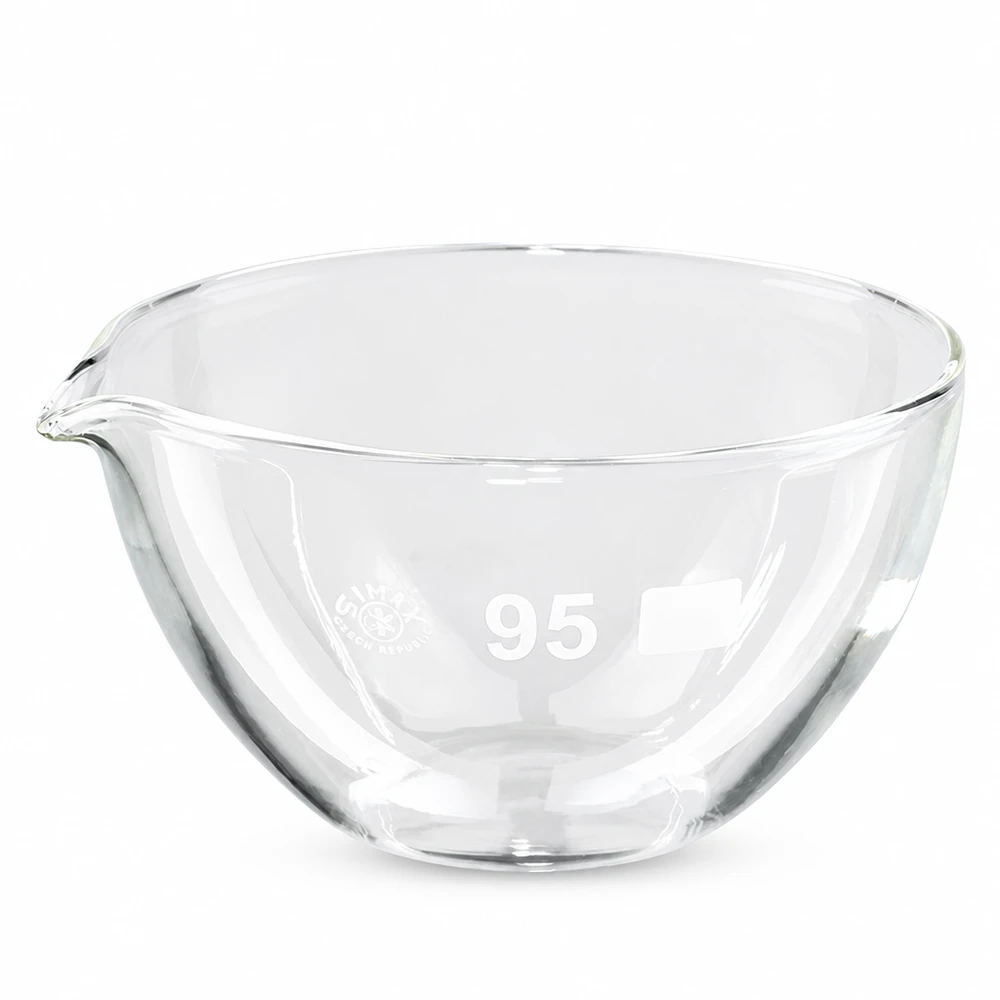 Indampschaal 170ml van borosilicaatglas met schenktuit Verdampingsschaaltje van laboratoriumglas ø95mm met schenktuit 170ml transparant borosilicaat