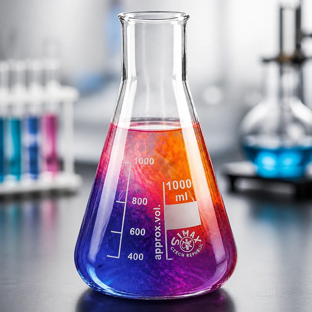 Erlenmeyer 300ml wijde hals borosilicaat met afgeronde rand