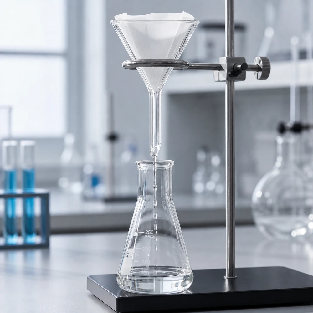 Glazen trechter Ø 45mm - kalk-soda-glas - 60° hoek Precisie glazen trechter 45 mm met een hoek van 60 graden voor efficiënt filteren in het laboratorium en de keuken