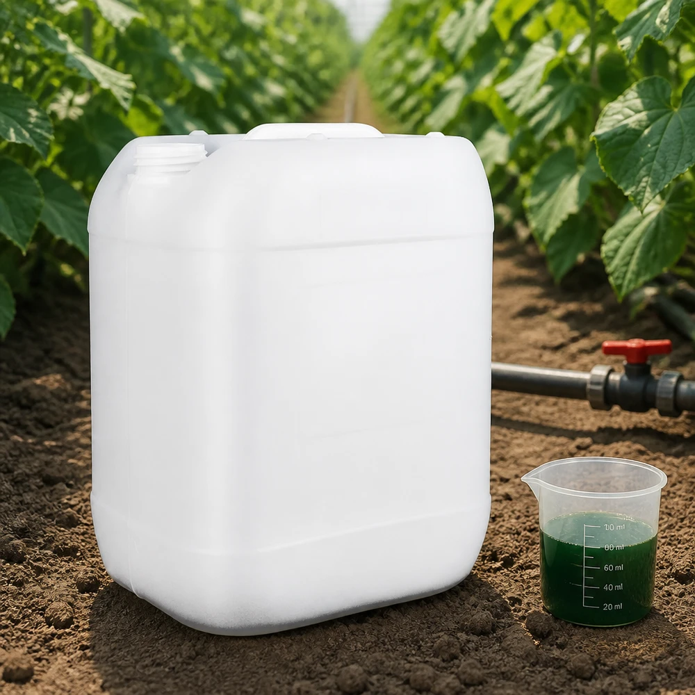Witte lege jerrycan van 20 liter zonder dop voor voedingsoplossingen in de professionele groenteteelt