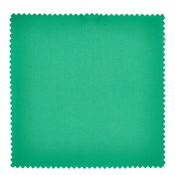 Stoffen lapje voor deksel groen 12cm hoekig Groene stof met gekartelde rand close-up voor juwelen onderlegger 12cm vierkant jampotdeksel