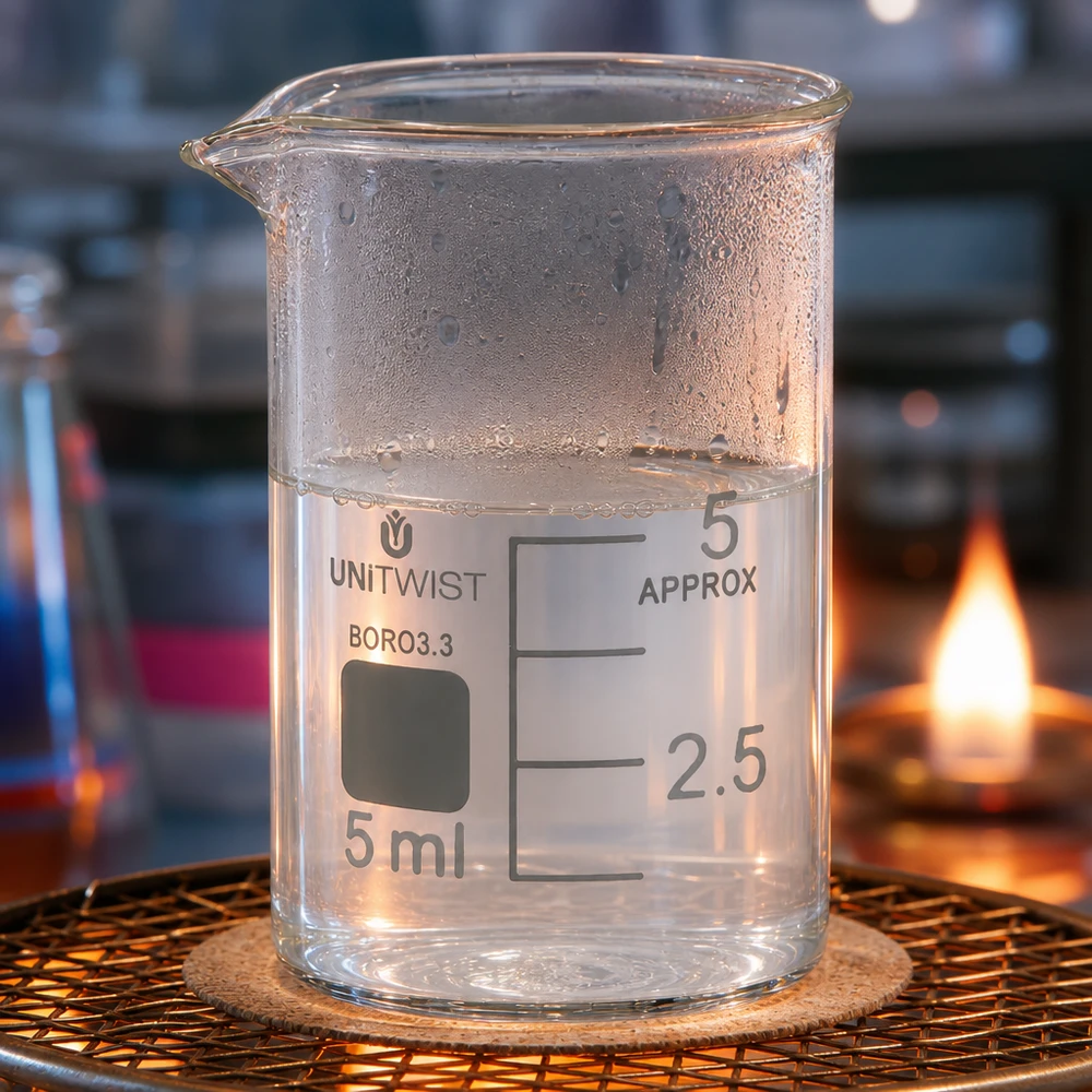 Beker 5ml borosilicaat, lage vorm UNiTWIST UNiTWIST microbeker 5 ml, borosilicaatglas, behoudt zijn vorm bij verhitting tijdens laboratoriumgebruik
