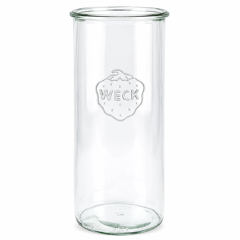 WECK beker 1500ml RR100 transparant met reliëflogo en ronde bodem voor bewaren en opbergen