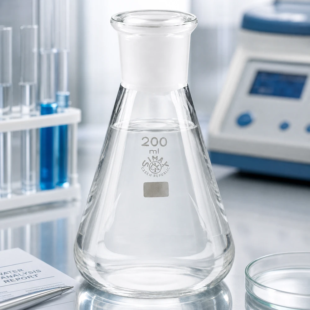 Erlenmeyer 200 ml nauwe hals borosilicaat met slijpstuk 29/32 Erlenmeyer 200 ml nauwe hals borosilicaat met slijpstuk 29/32