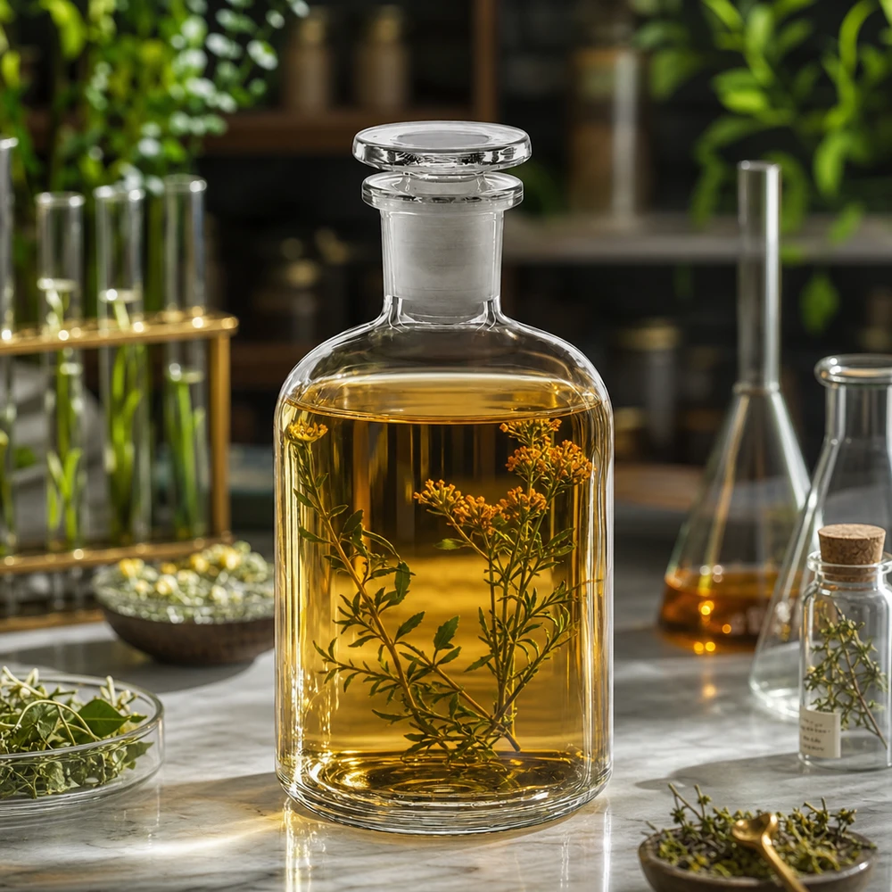 Apothekersfles 250 ml nauwe hals helder glas incl. glazen stop Kleine rondschouderfles van helder glas, 250 ml, smalle hals, met luchtdichte glazen stop
