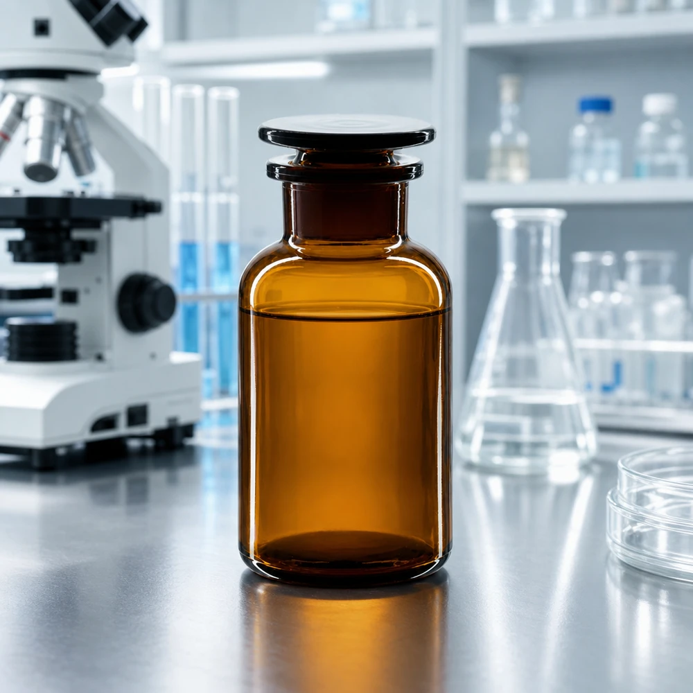 Apothekersfles 250 ml wijde hals bruin glas incl. glazen stop Klassieke fles met ronde schouders, 250 ml, bruin borosilicaatglas, brede hals, laboratoriumglasstop