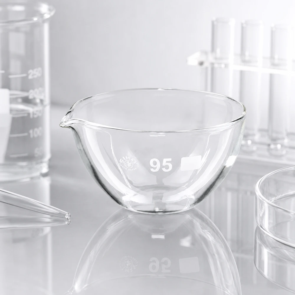 Indampschaal 170ml van borosilicaatglas met schenktuit Precisie laboratoriumschaal 95mm diameter gemaakt van borosilicaat met schenkfunctie