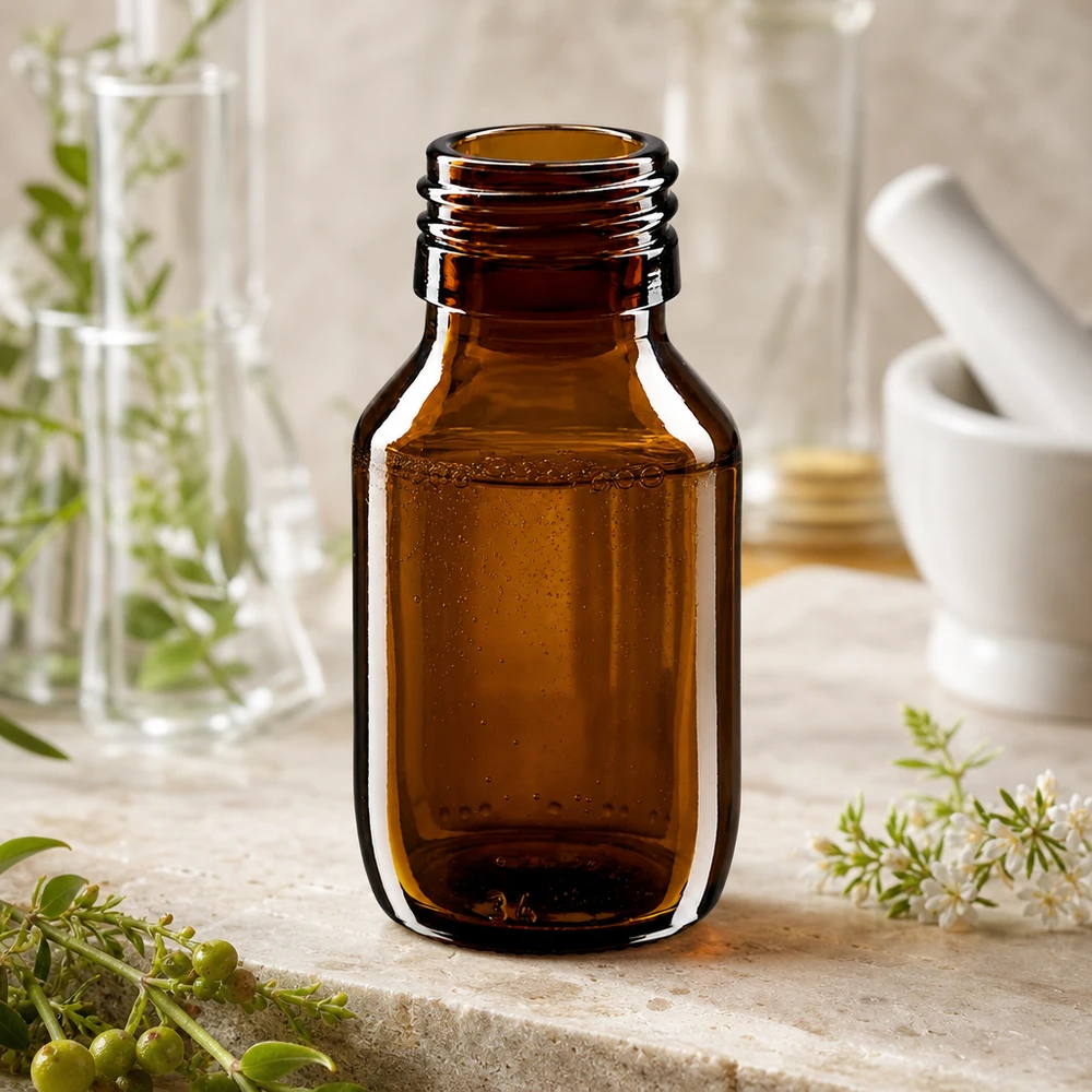50ml Euro-medicijnfles bruin Nachhaltige 50ml Medizinflasche aus recycelbarem Braunglas PP28 Thread ApoGlas Design