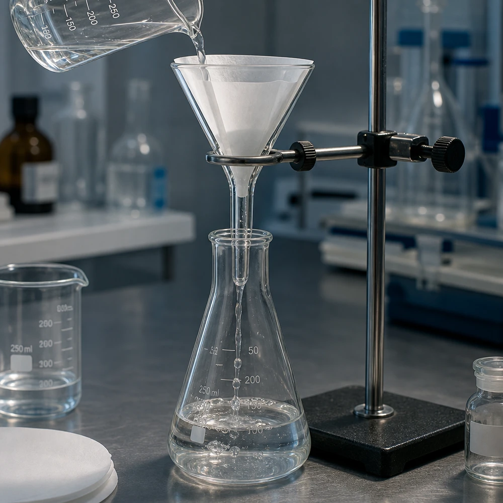 Glazen trechter Ø 30mm - kalk-soda-glas - 60° hoek Laboratorium trechter gemaakt van soda lime glas met 30 mm opening en compact ontwerp voor veilige filtratie processen