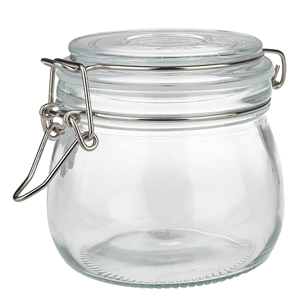 500 ml voorraadpot type S met scharnierende top UN. 500 ml glazen voorraadpot met draaidop voor keuken en opslag
