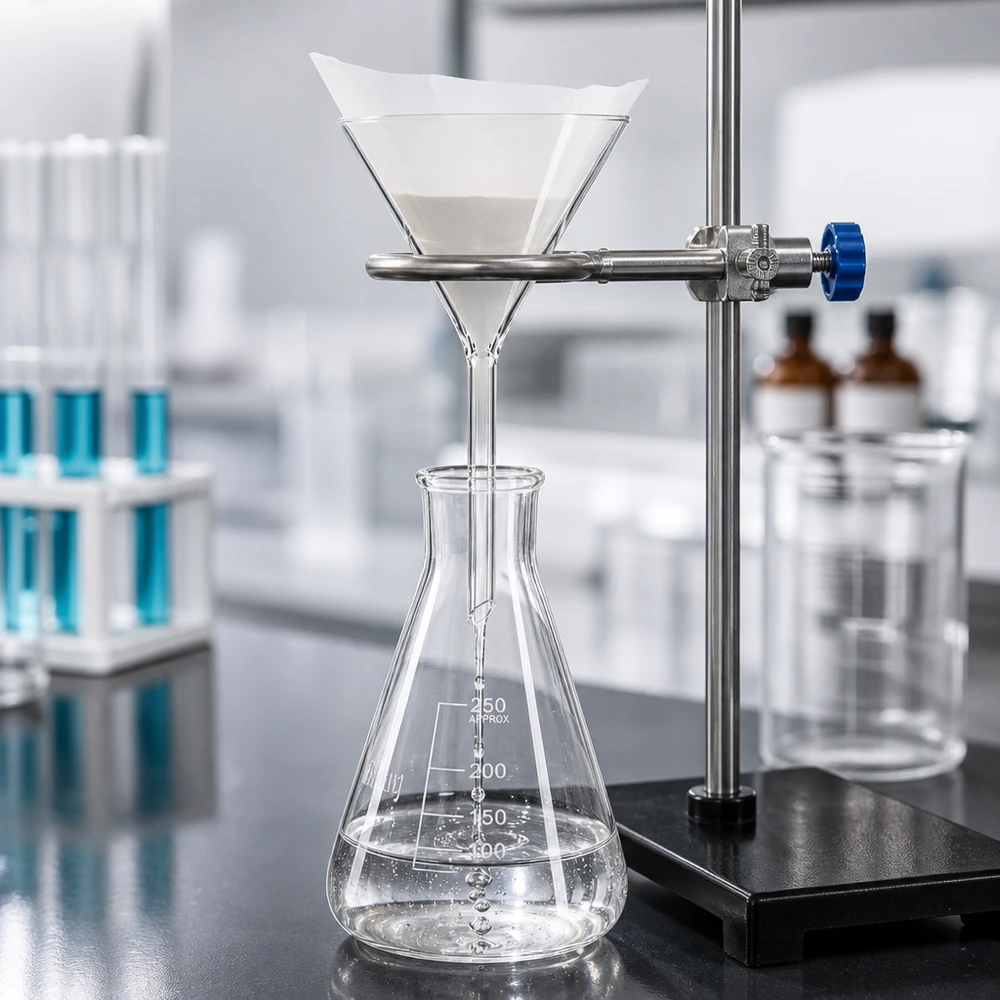 Glazen trechter Ø 80mm - kalk-soda-glas - 60° hoek Precisietrechter van 80 mm, vervaardigd uit robuust natriumcalciumglas, voor chemische experimenten en analyses