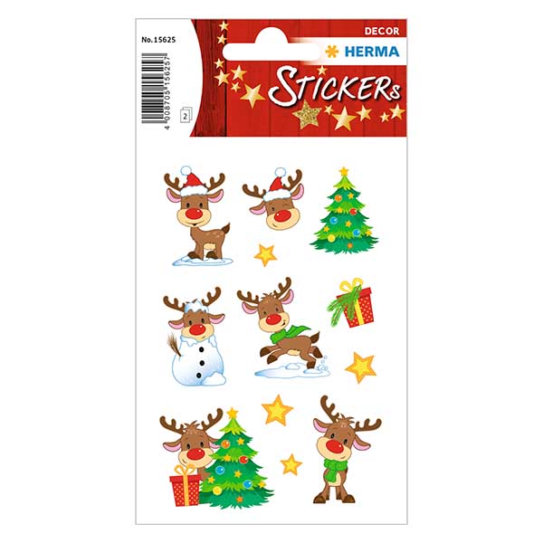 Rudolph stickers (24 stickers met glitter) Rudolph stickers (24 stickers met glitter)