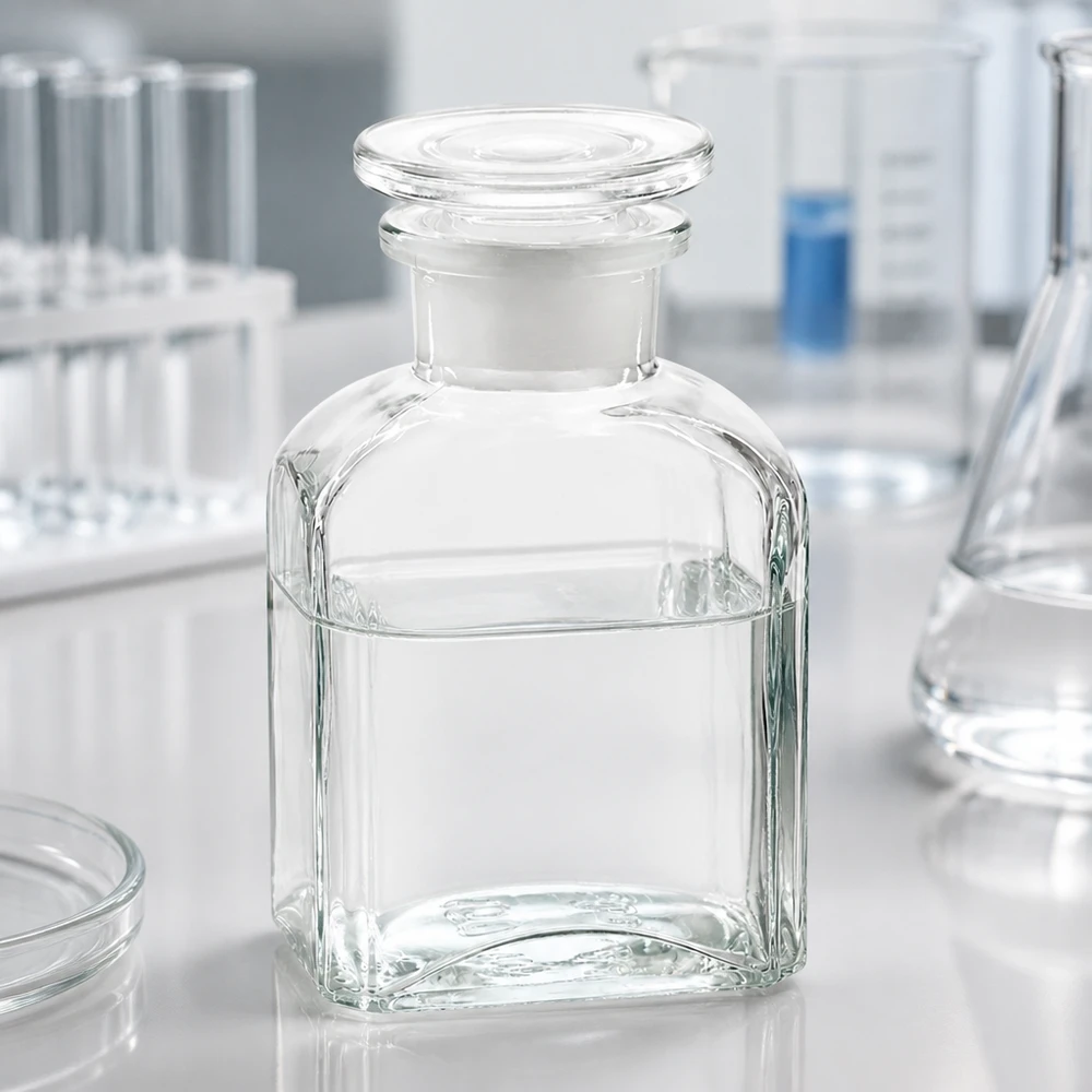 Vierkant-apothekersfles 150 ml wijde hals helder glas incl. glazen stop Apothekersflesje 150 ml, vierkant, transparant, met witte stop, voor tincturen en oplossingen