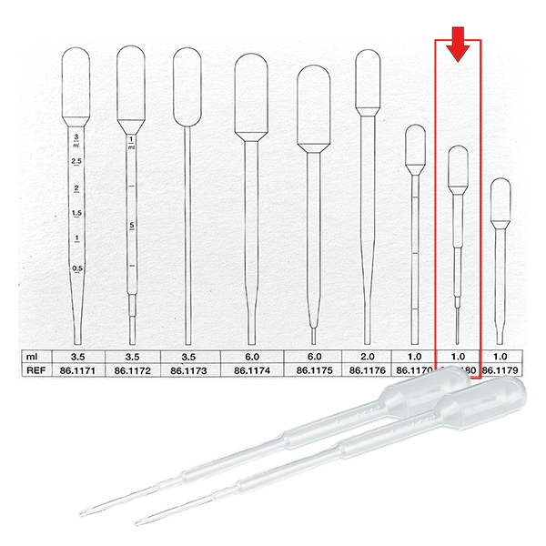 Transferpipet, nominaal volume: 1 ml, (LxB): 104 x 10 mm, stuurman
