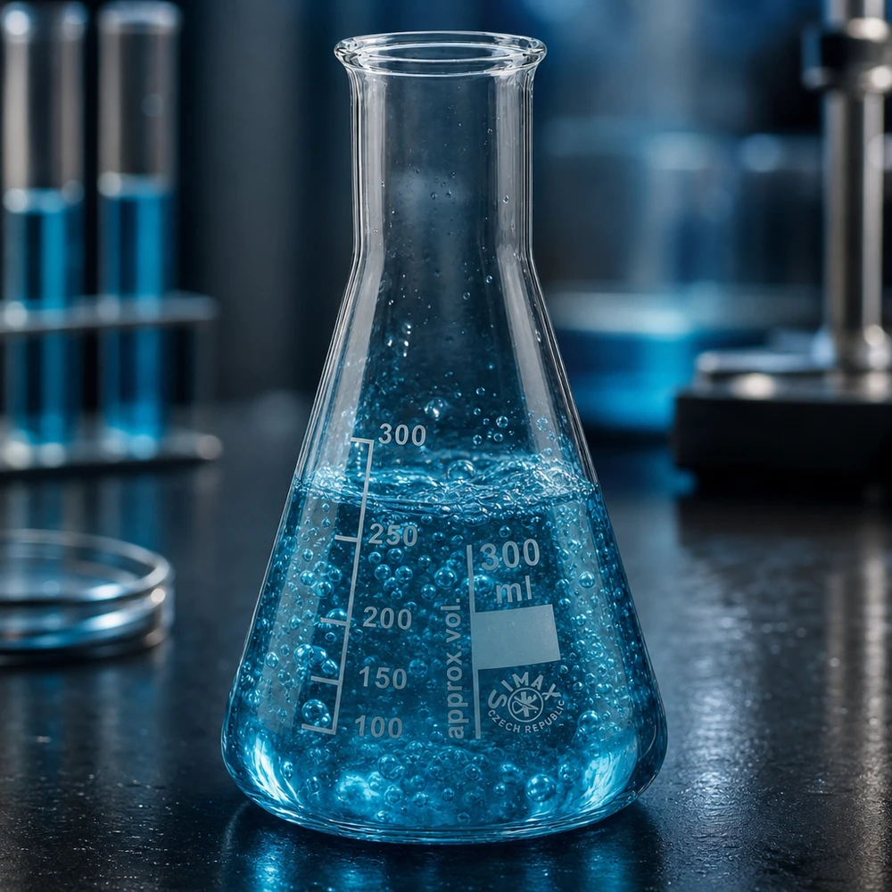 Erlenmeyer 300ml nauwe hals borosilicaat met afgeronde rand Erlenmeyer 300ml nauwe hals borosilicaat met afgeronde rand