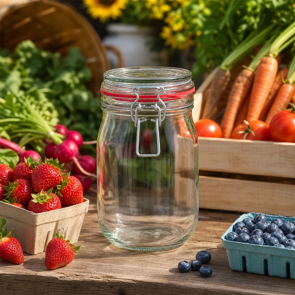 1140 ml voorraadpot type G met beugelsluiting UN.. 1140ml voorraadpot type G ideaal voor vers fruit en groenten uit de tuin