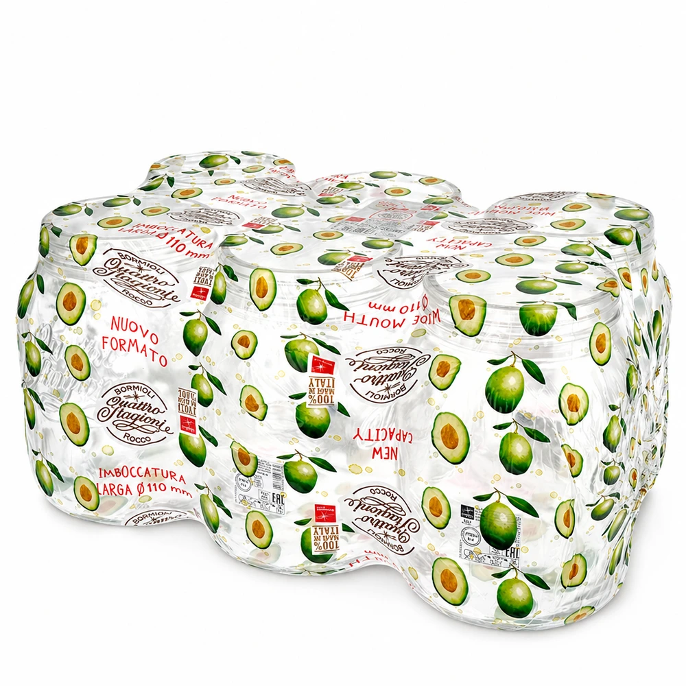 2000ml huishoudglas "Quattro Stagioni" Quattro Stagioni huishoudpot 2000ml met avocadodecoratie Inmaakpot voor keuken en opslag