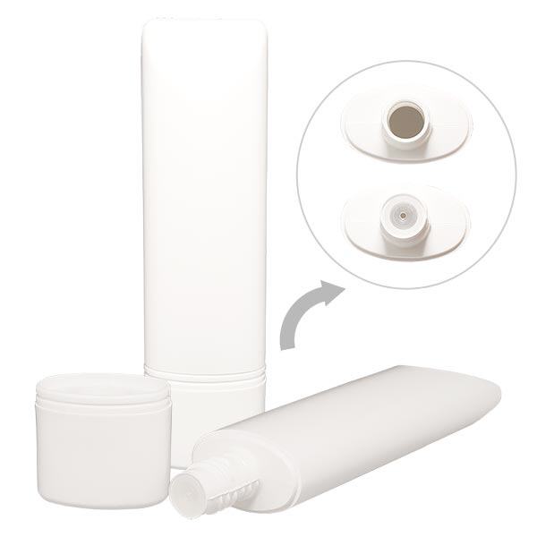 Staande tube 50 ml wit HD/LDPE incl. staande sluiting Staande tube 50 ml wit HD/LDPE incl. staande sluiting
