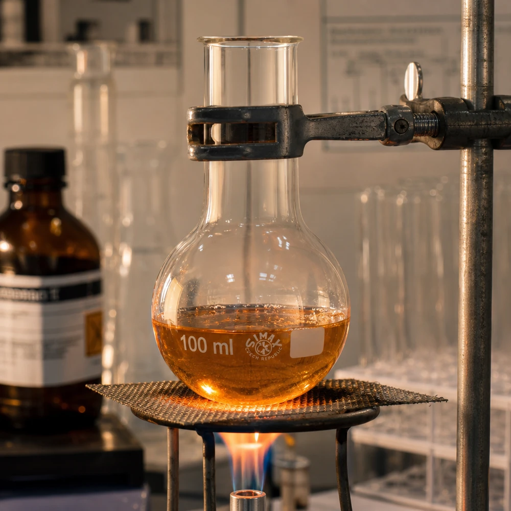 Platbodem kolf 100ml wijde hals borosilicaat met afgeronde rand Maatkolf 100ml met wijde hals en duidelijke volumemarkeringen voor exacte meetresultaten