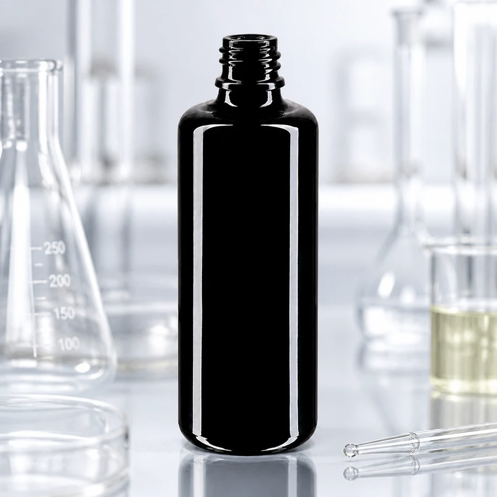 Violetglas fles 100ml DIN 18 (Mironglas) Miron violet glazen druppelfles Orion 100ml met robuust materiaal voor langdurig bewaren