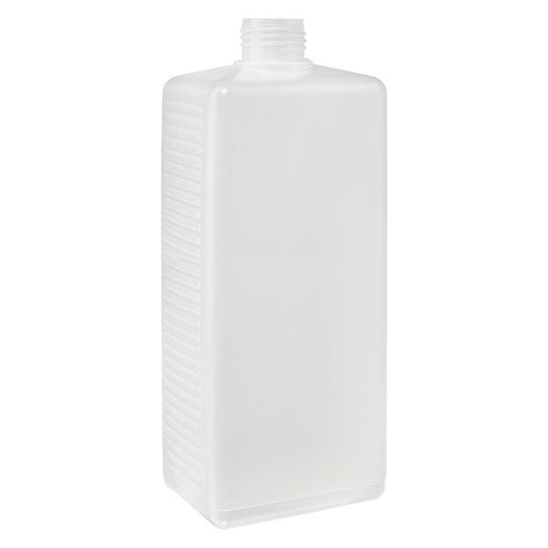 Hoekige fles 1000ml HDPE blank ND 25, zonder deksel