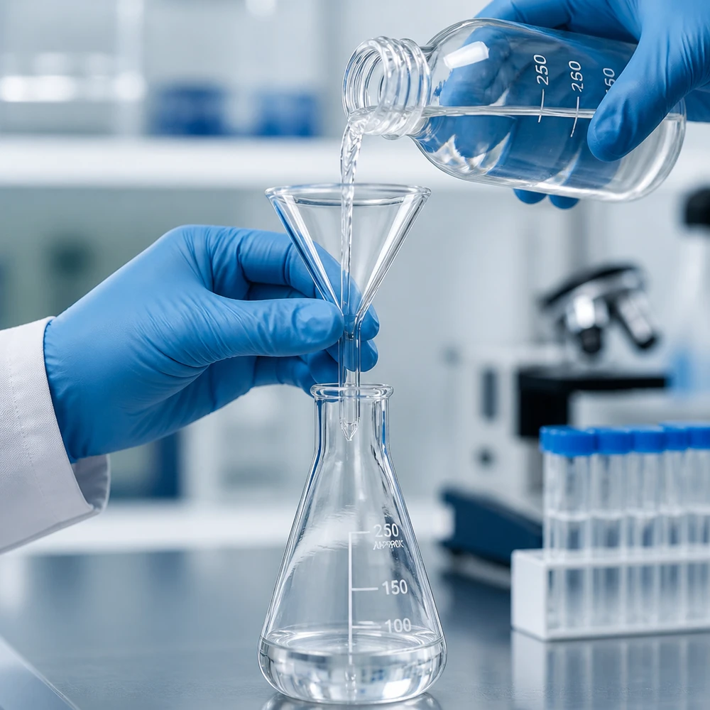 Glazen trechter Ø 40mm - kalk-soda-glas - 60° hoek Transparante glazen trechter met een diameter van 40 mm van natronkalkglas voor schoon werken in het laboratorium