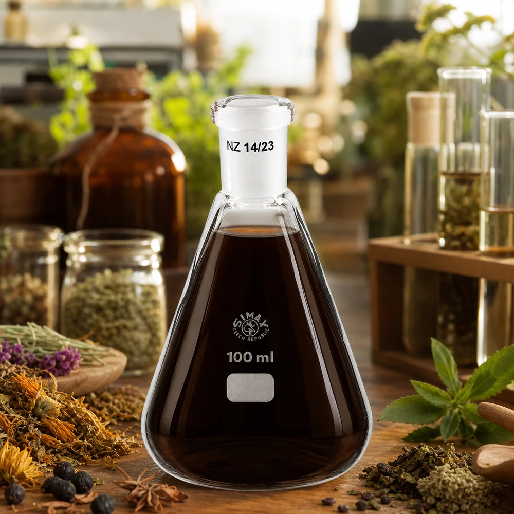 Erlenmeyer 100ml nauwe hals borosilicaat met slijpstuk 14/23 Erlenmeyer 100ml nauwe hals borosilicaat met slijpstuk 14/23