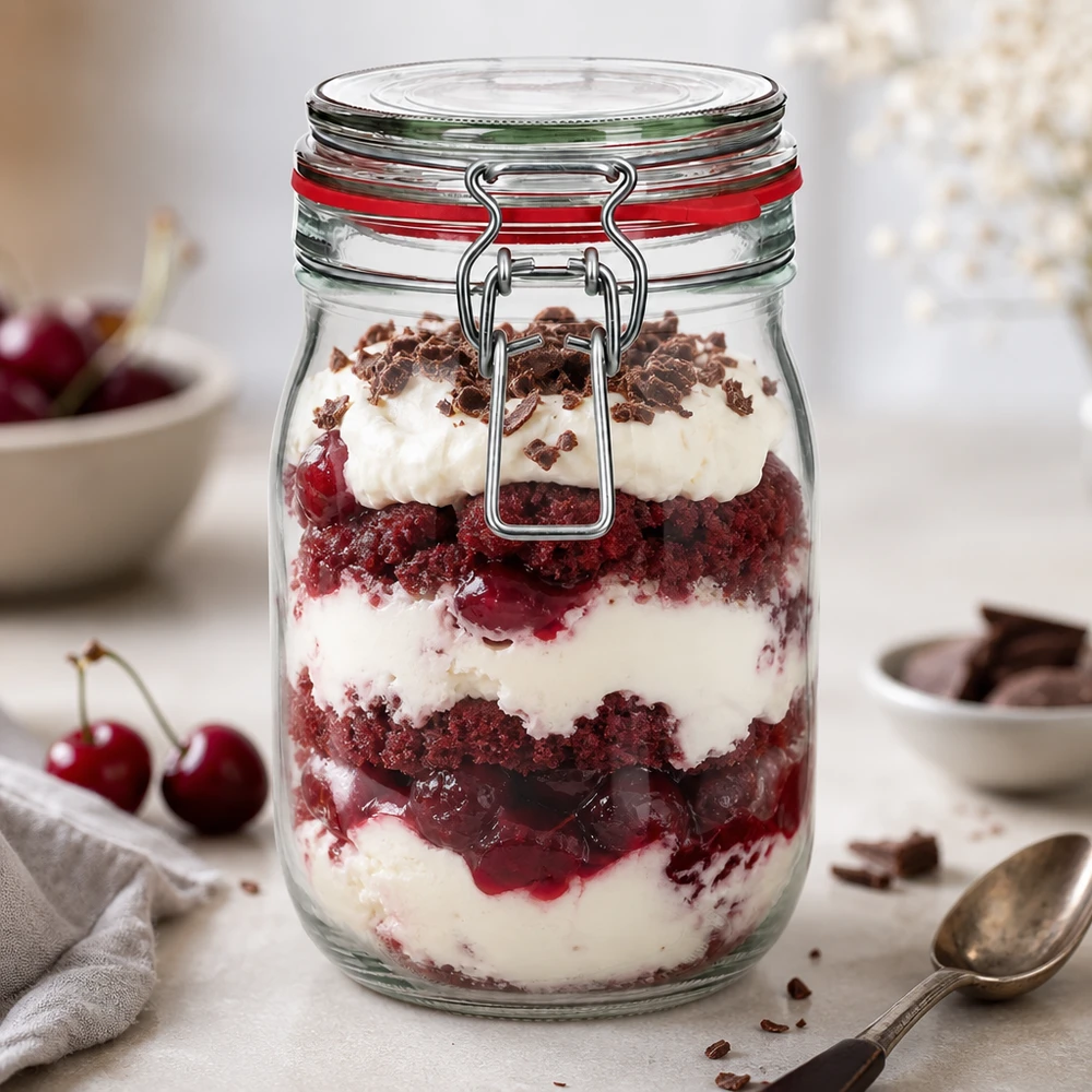 1140 ml voorraadpot type G met beugelsluiting UN.. Luchtdichte voorraadpot van 1140 ml met draaidop, perfect voor gelaagde desserts en snoepjes