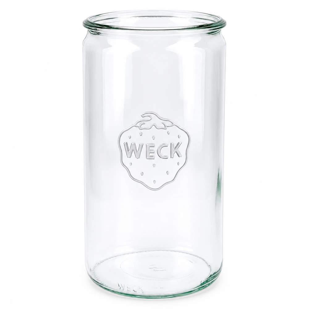 1590 ml cilindrische glazen pot WECK RR100 WECK cilinderpot 1590ml RR100 inmaakpot transparant met logo in reliëf voor inmaken en conserven