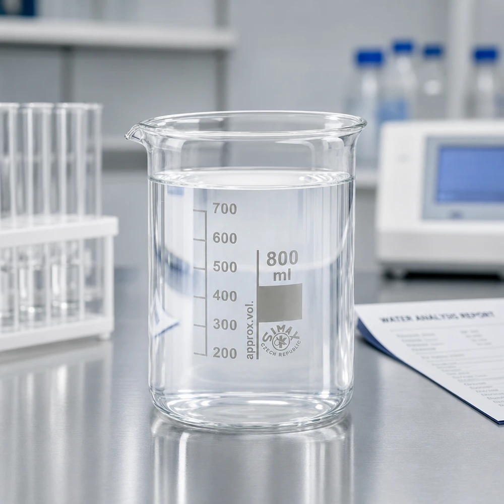 Bekerglas 800 ml van hittebestendig borosilicaatglas (laag model) Borosilicaatglas beker 800ml lage vorm met schenktuit voor professionele scheikundelaboratoria