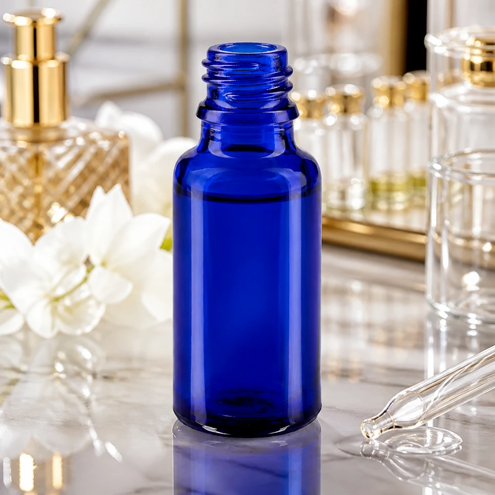 Blauwe glazen fles 20ml Veelzijdig blauw 20ml ApoGlas flesje voor doe-het-zelf cosmetica en zelfgemaakte natuurlijke producten
