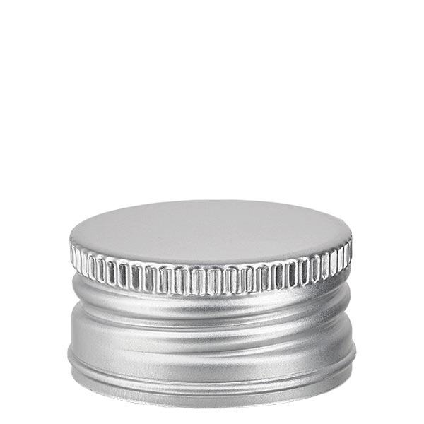 Schroefsluiting 31,5 mm zilver aluminium geribbeld met afgeronde rand en afdichtplaatje