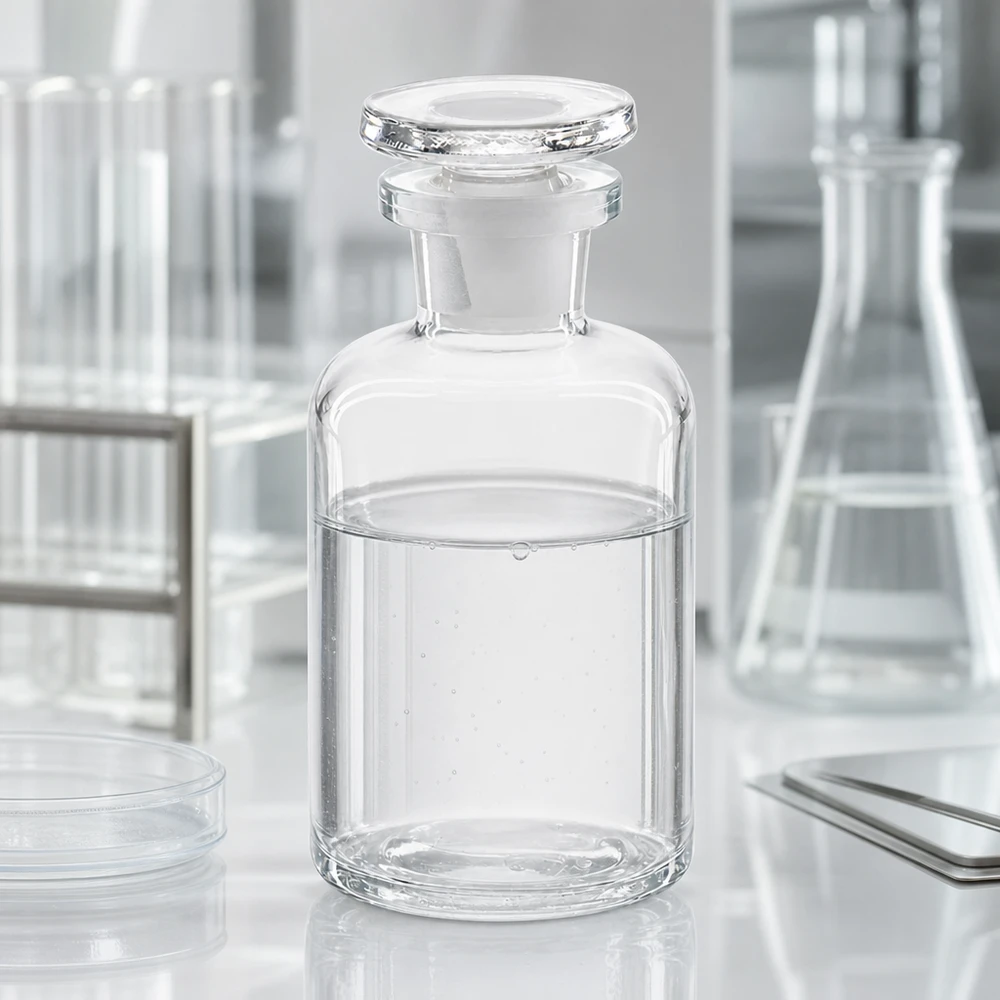 Apothekersfles 50 ml nauwe hals helder glas incl. glazen stop Kleine glazen voorraadflesje van 50 ml, met smalle hals en ronde schouders, helder, met stop