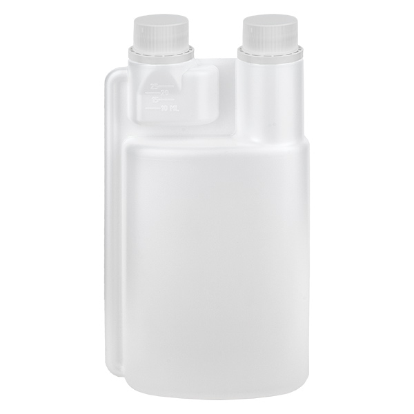 Doseerfles 500ml HDPE helder (25ml doseerkamer) Doseerfles 500ml HDPE helder (25ml doseerkamer)