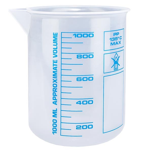 Maatbeker (Griffin beker) 1000ml van PP Maatbeker (Griffin beker) 1000ml van PP