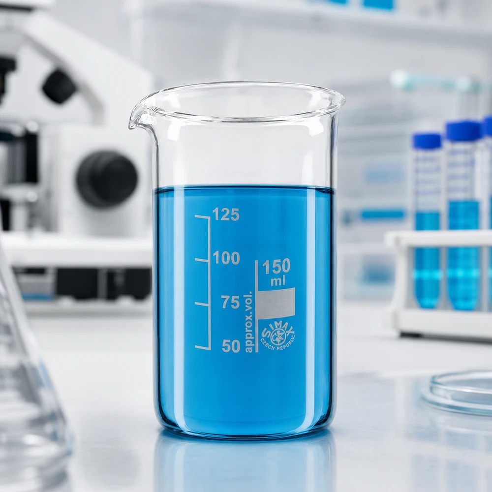 Bekerglas 150ml van hittebestendig borosilicaatglas (hoog model) Hoog bekerglas van 150 ml, gemaakt van hittebestendig borosilicaatglas, voor laboratorium- en onderzoeksdoeleinden