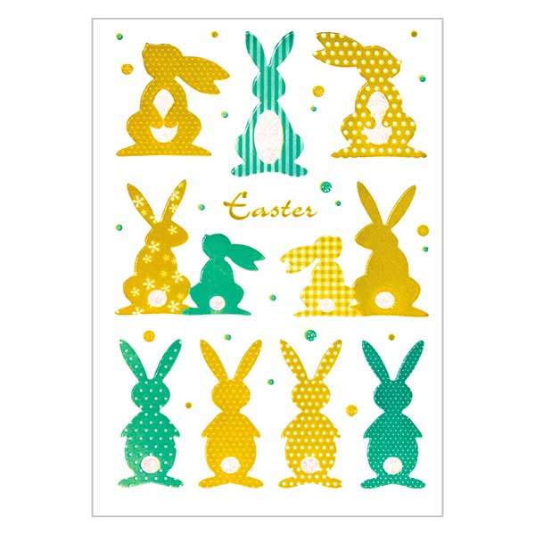 Gouden konijntjes stickers (10 stickers met glitter)
