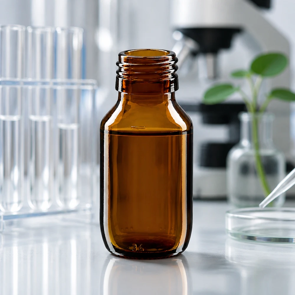 50ml Euro-medicijnfles bruin Klein apothekersflesje van 50 ml in amberkleurig glas zonder deksel PP28 schroefdraad voor laboratoriumtoepassingen