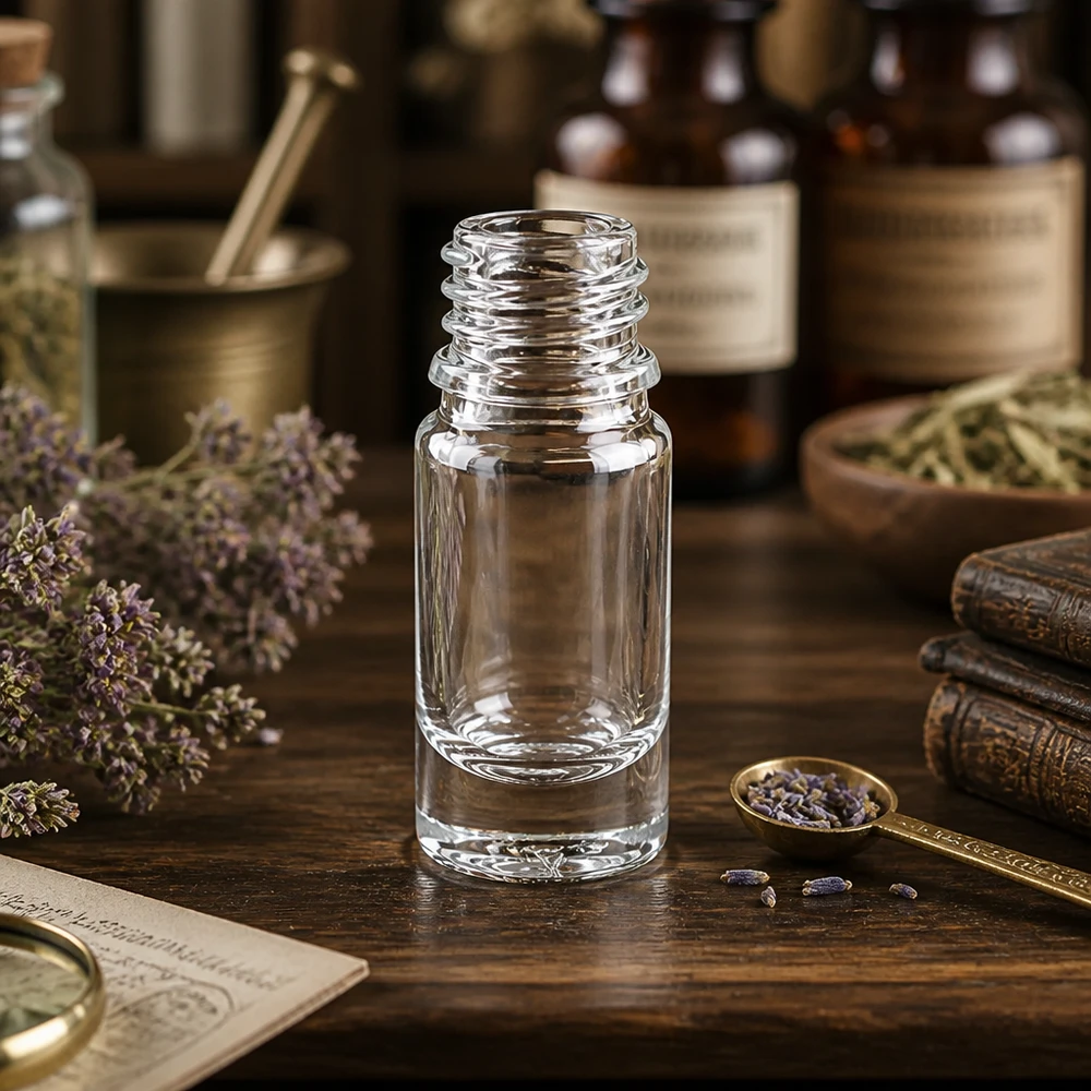 Helder glazen fles 5ml Apotheekflesje van 5 ml ApoGlas met schroefdraad voor etherische oliën en essences